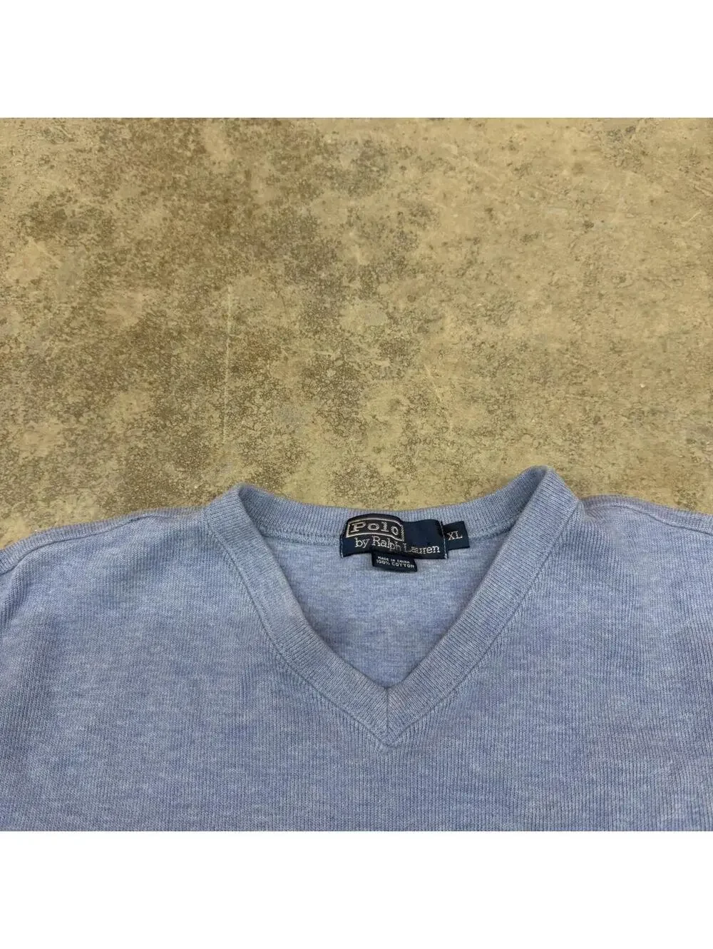 vintage polo ralph lauren blue small logo sweater size xl HAS STAINS
